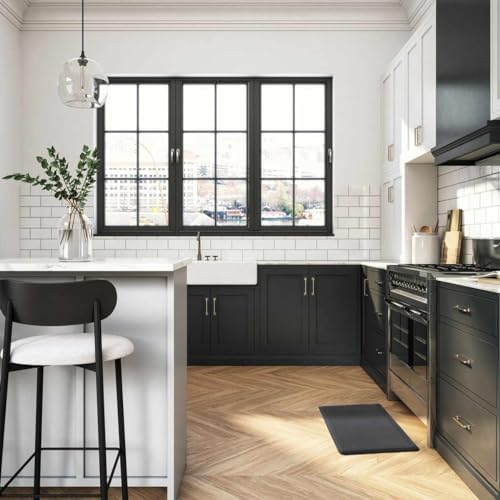 Hauteloom Kitchen Mat - Cushioned Anti Fatigue Rug - Waterproof, Non Slip - Standing and Comfort Desk/Floor Mats for House Sink Office - Black - 20" x 32"