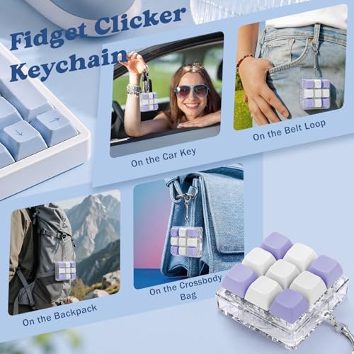 Keyboard Fidget Toy, Creamy Fidget Clicker Keyboard Fidget Keychain, Button Fidget Gifts for Adults, Boost Focus & Ease Anxiety Anywhere — Perfect Stress-Relief Gift (3×3 Grid Layout G)