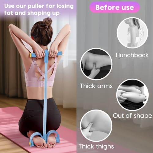 Pedal Resistance Band with Handles, 6-Tubes Natural Rubber Exercise Band