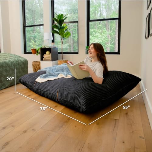 Big Joe Turnabout 3-in-1 Convertible Bean Bag Chair, Black Licorice