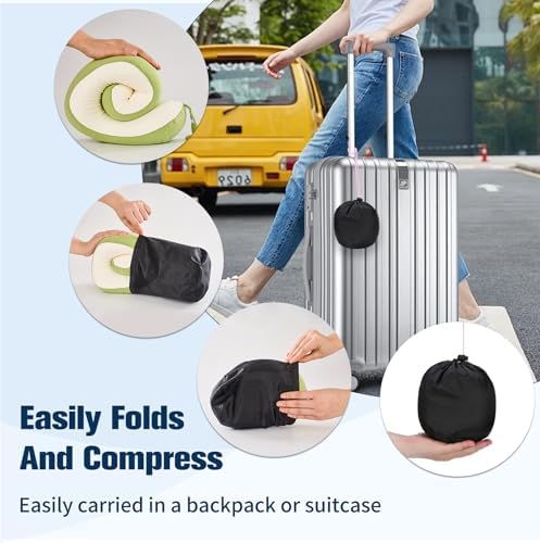 Cirorld Neck Pillow for Traveling, Travel Pillows for Airplanes Green