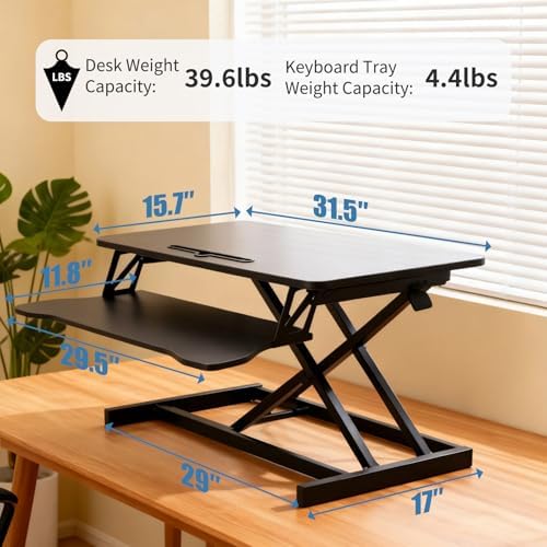 Standing Desk Converter, Height Adjustable, Dual Monitor with Keyboard Tray