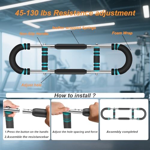 Twister Arm Trainer,Adjustable 6 Resistance Levels (45-130 lbs) Chest , Portable Chest & Arm Workout Equipment with High-Tensile Steel Spring for Forearm, Triceps, Power Twist Training