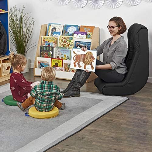 Factory Direct Partners Soft Tufted Floor Rocker - Cushioned Ground Chair for Kids Teens and Adults - Great for Reading, Gaming, Meditating, TV - Black, 10488-BK