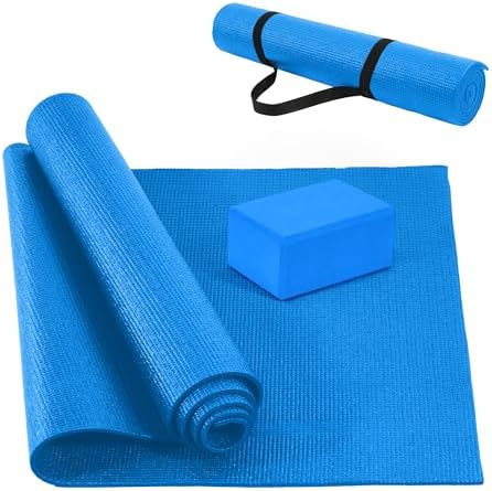 Fitvids All Purpose Thick High Density No Tear Exercise Yoga Mat with Strap & Lightweight Features for Indoor & Outdoor Use