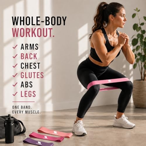 Exercise Resistance Loop Bands with Instruction Guide and Carry Bag, Set of 5