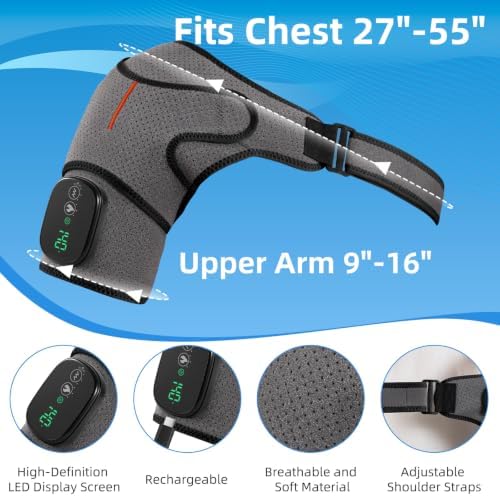 Cordless Shoulder Heating Pad, Shoulder Massager for Rotator Cuff Relief