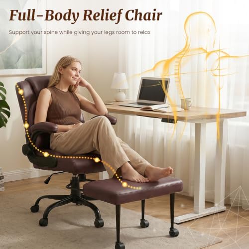 Wide Criss Cross Desk Chair with Swivel Footrest and Flip-Up Armrests