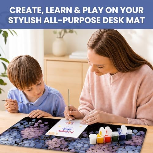 Aesthetic Desk Mat, Cute Midnight Hydrangea Desk Pad Protector for Work & Decor, 31.5" x 11.8", Pretty Non-Slip Extended Mouse Pad for Office or Home