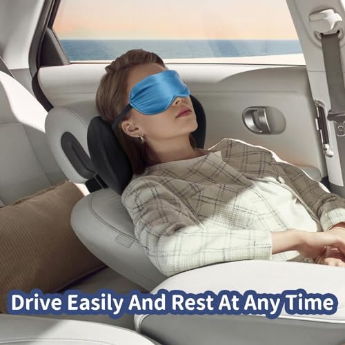 2 Pack Car Headrest Pillow, Neck Pillow for Car(Comes with 2 Sleep Masks)