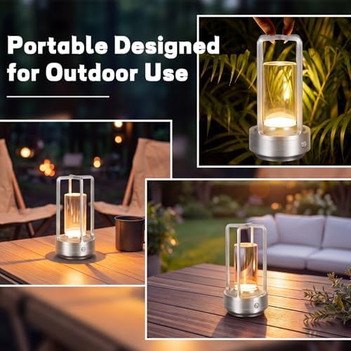 6 Pcs Portable Metal Table Lamps Bulk Cordless Table Lights Rechargeable