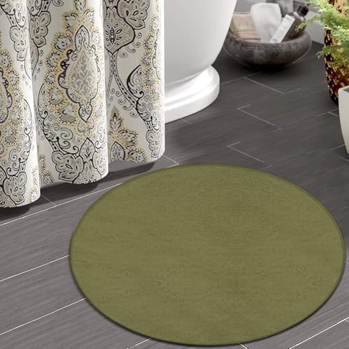 Room Sofa Yoga Soft Round Carpet, Home Decor Non Slip Kitchen Office Circle Rug, Machine Washable Modern Round Area Rug Brown, 36inch