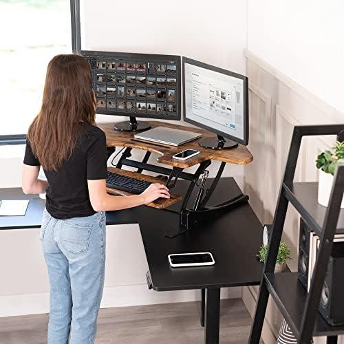 VIVO Rustic Vintage Brown 43 in Corner Desk Converter, DESK-V000VCN