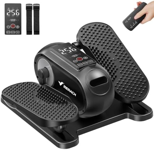 MERACH Under Desk Elliptical Machine, Seated Pedal Exerciser with Straps