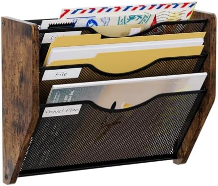Hanging Wall Files Organizer, 3 Tier Mail Organizer Wall Mounted,Hanging File Holder,Magazine Rack for Documents,Magazine,Literature,File,Mails,Envelopes