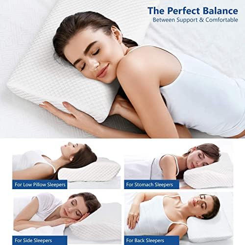 ZAMAT Memory Foam Pillow for Neck Pain Relief, Adjustable Orthopedic Ergonomic Cervical Pillow for Sleeping with Washable Cover, Bed Pillows for Side, Back, Stomach Sleepers