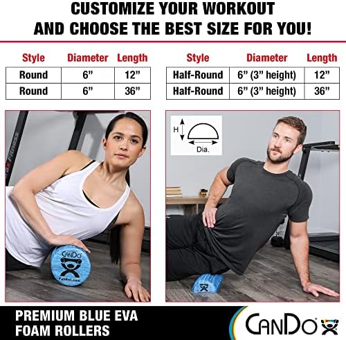 CanDo Blue Marble High Density EVA Foam Roller For Muscle Restoration, Massage Therapy, Sport Recovery, And Physical Therapy. 6" x 36", Round