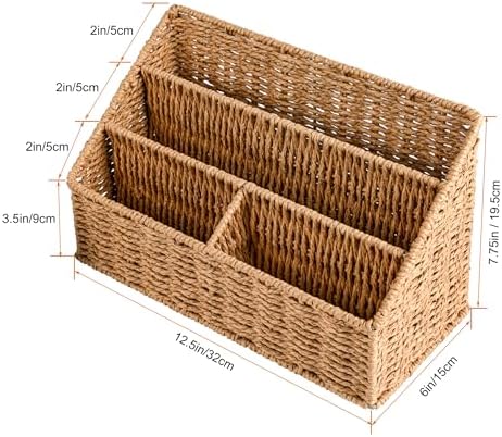 DINGTAI Woven Mail Organizer Countertop, 12 Inch Mail Organizer Basket for Bill and Pen, Farmhouse Desk organizers and storage