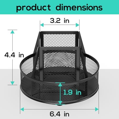 YINGHUA 360°Rotating Mesh Desk Organizer & Pen Holder - Black