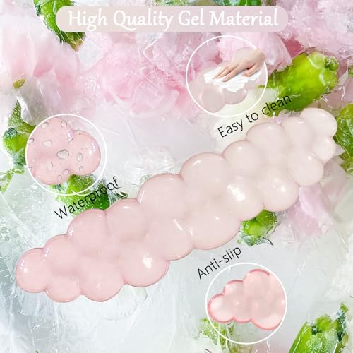 Gel Cloud Wrist Rest for Keyboard and Mouse Gradient Light Pink Clear Keyboard Wrist Rest Transparent Ergonomic Cute Cool Mouse Wrist Pad Silicone Non-Slip Wrist Pad for Computer Gaming Laptop Office