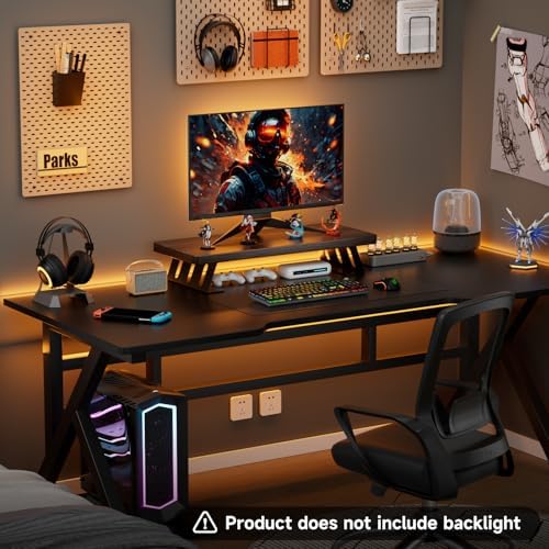 Monitor Stand – 24 Inch Wood Monitor Riser, Holds Up to 220 Lbs, Perfect as a Printer Stand or Laptop Riser, Desktop Shelf for Home Office & Gaming Setup-Dark Walnut