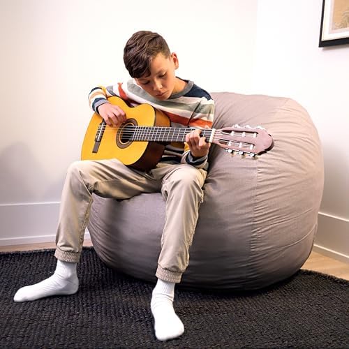 Big Joe Fuf Medium Foam Filled Bean Bag Chair with Removable Cover, Fog Lenox, Durable Woven Polyester, 3 feet Big