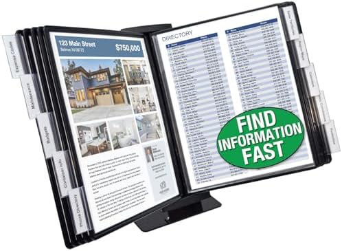 Ultimate Office FASTFIND 10-Pocket Desk Reference Display Organizer, Black