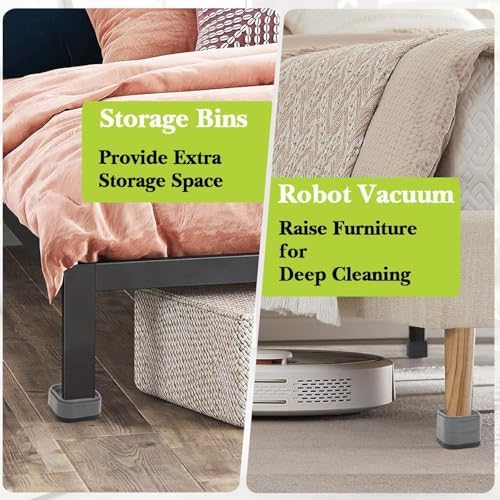 6 Pack Furniture Risers 3 Inch, Adjustable Bed Risers Heavy Duty for Table Desk Couch Chair Sofa Cabinet Bed Legs Dorm, Square Stackable Bed Raisers Blocks Lift Height 1", 2",3" or 4", Grey
