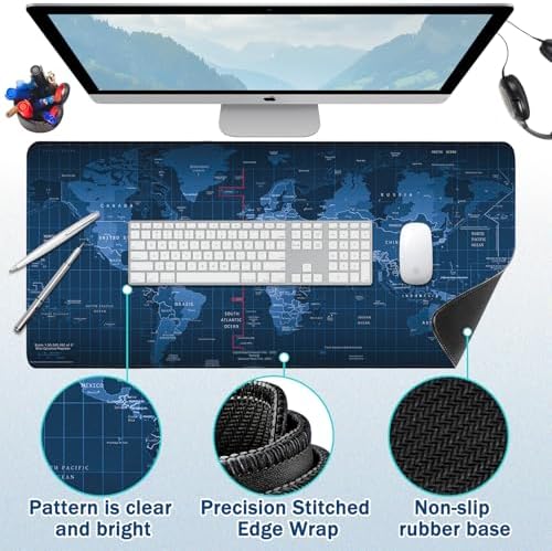 Mouse Pad Gaming - Desk Mat for Keyboard and Mouse - Large Mouse Pad for Desk, Mousepad (35.4" X 15.7") with Non-Slip Base, Desks Pad Mat Office and Home