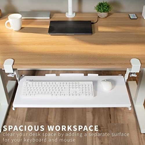 VIVO White Clamp-on 27 x 11 in Adjustable Keyboard Tray, MOUNT-KB05HW