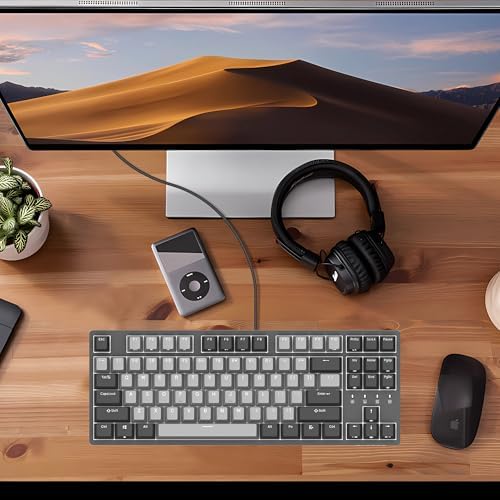 DURGOD Taurus K320 TKL Mechanical Keyboard | Backlit | 87 Keys Tenkeyless | USB C Wired | Doubleshot PBT Keycaps | Programmable Keys | NKRO Rollover | Windows & Mac | Cherry MX Silent Red, Corona