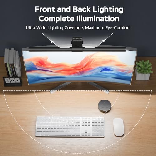 OOWOLF Monitor Light Bar with Remote, Ra95 Computer Monitor Lamp for Eye Caring, USB Reading Lamp Task Lamp, Dimmable Light Bar with Backlight, No Glare Space Saving Home Office 16.14" 2-Pack