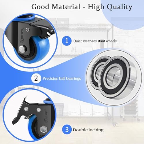 2 inch Stem Caster Wheels, 3/8" Threaded Stem Casters Set of 4