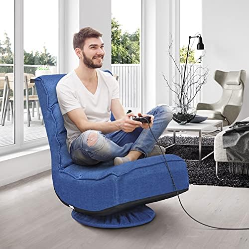 GIANTEX 360 Degree Swivel Gaming Chair, 6 Position Adjustable (Blue)