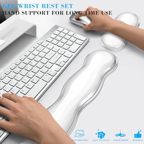 Gel Wrist Rest for Keyboard and Mouse, Wrist Rest for Keyboard, Mouse Wrist Support, Pain Relief, Cool Touch, Non-Skid, Wrist pad