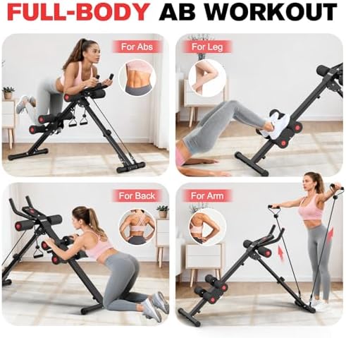 DERACY Ab Workout Machine Adjustable Ab Trainer Abdominal Trainer for Home Gym Foldable Ab Crunch Machine for Core 440 LBS