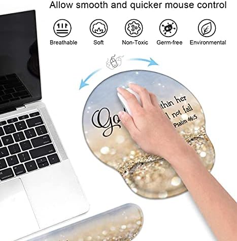 Keyboard Wrist Rest and Mouse Pad Wrist Rest Support Set with Coasters, Non-Slip PU Base for Gaming and Office, Comfortable & Lightweight for Easy Typing & Pain Relief - Quote Bible Verses Psalm 46:5