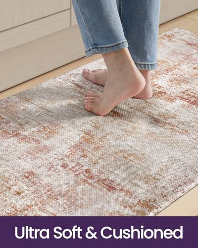 DEXI Kitchen Floor Mats Cushioned Anti Fatigue Runner Rug 23x59 Red