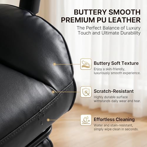 Big and Tall Gaming Office Chair 400lbs - Heavy Duty Ergonomic Computer Desk Chair with Footrest, Adjustable Armrests, High Back PU Leather with Racing Style (Black)