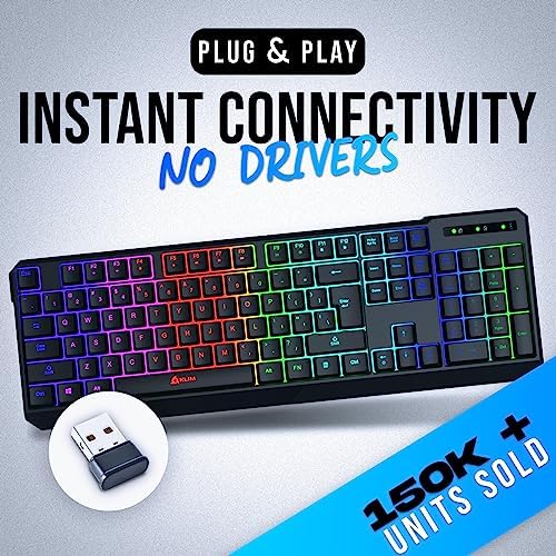 KLIM Chroma Wired Gaming Keyboard, US QWERTY Layout, Chromatic RGB Lighting