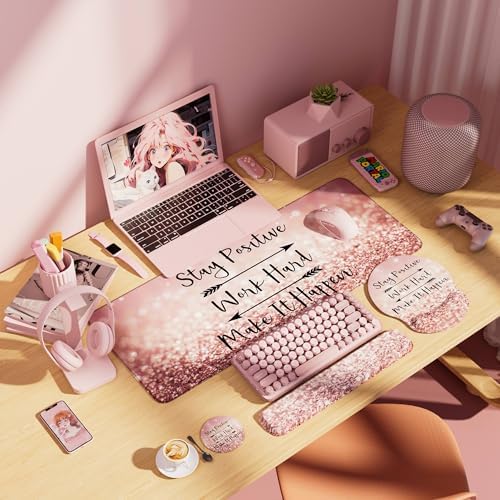 Desk Mat Set Keyboard and Mouse Pad with Wrist Rest Support