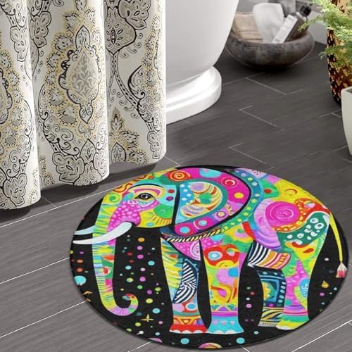 Circular Rugs Large Modern Round Area Rug Fashion Decor Mat for Home Office Butterfly Unique Elephant