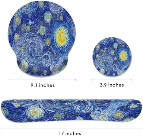 Britimes Ergonomic Mouse Pad Set with Wrist Rest, Abstract Night Sky