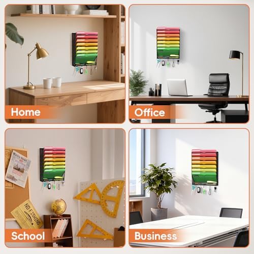8-Tier Wall File Organizer with Hook, Hanging File Organizer Black