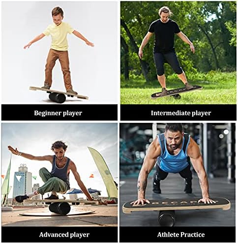 Balance Board Trainer, Wooden Balance Board with Adjustable Stoppers -3 Different Distance Options-Balance Exercise Equipment for Fitness Work