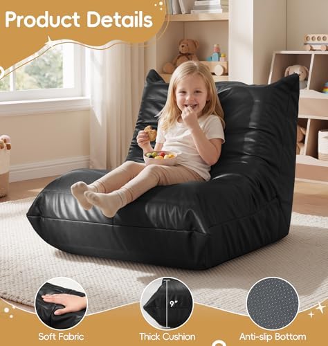 Hobestluk Kids Bean Bag Chair Small Beanbag Couch with Leather Fabric