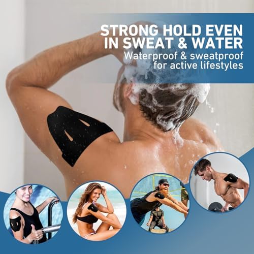 KTQUICK Precut Kinesiology Tape for Shoulders, 12 PCS, 20% Stronger, Black
