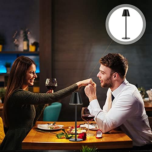 Timjorman 2-Pack Cordless Table Lamps - 5000mAh Rechargeable Battery Operated Desk Lamp, 3-Level Dimmable LED Night Light for Bedroom, Dining, Restaurant - Metal Design (Black 2-Pack)