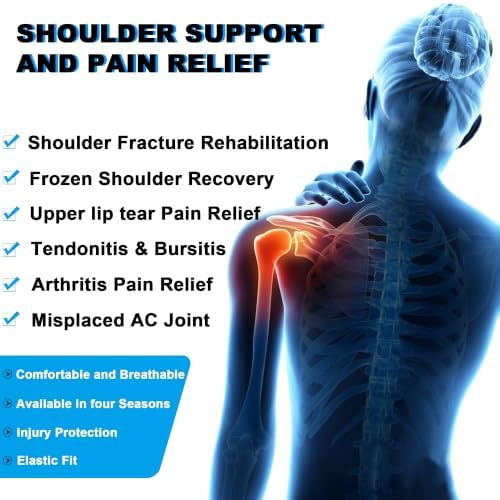 KONSEDIK Shoulder Brace Immobilizer with Ice Pack,Compression Rotator Cuff Support for AC Joint Pain Relief,Frozen Shoulder,Dislocation,Labrum Tear,Adjustable Wrap for Men&Women Left/Right(Gray,Small)