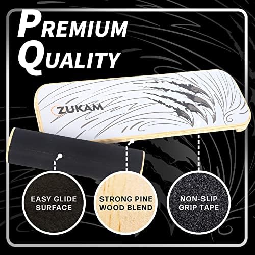 Balance Board Trainer, Wooden Balancing Board with Workout Guide to Exercise and Build Core Stability, Wobble Board for Skateboard, Hockey, Snowboard & Surf Training